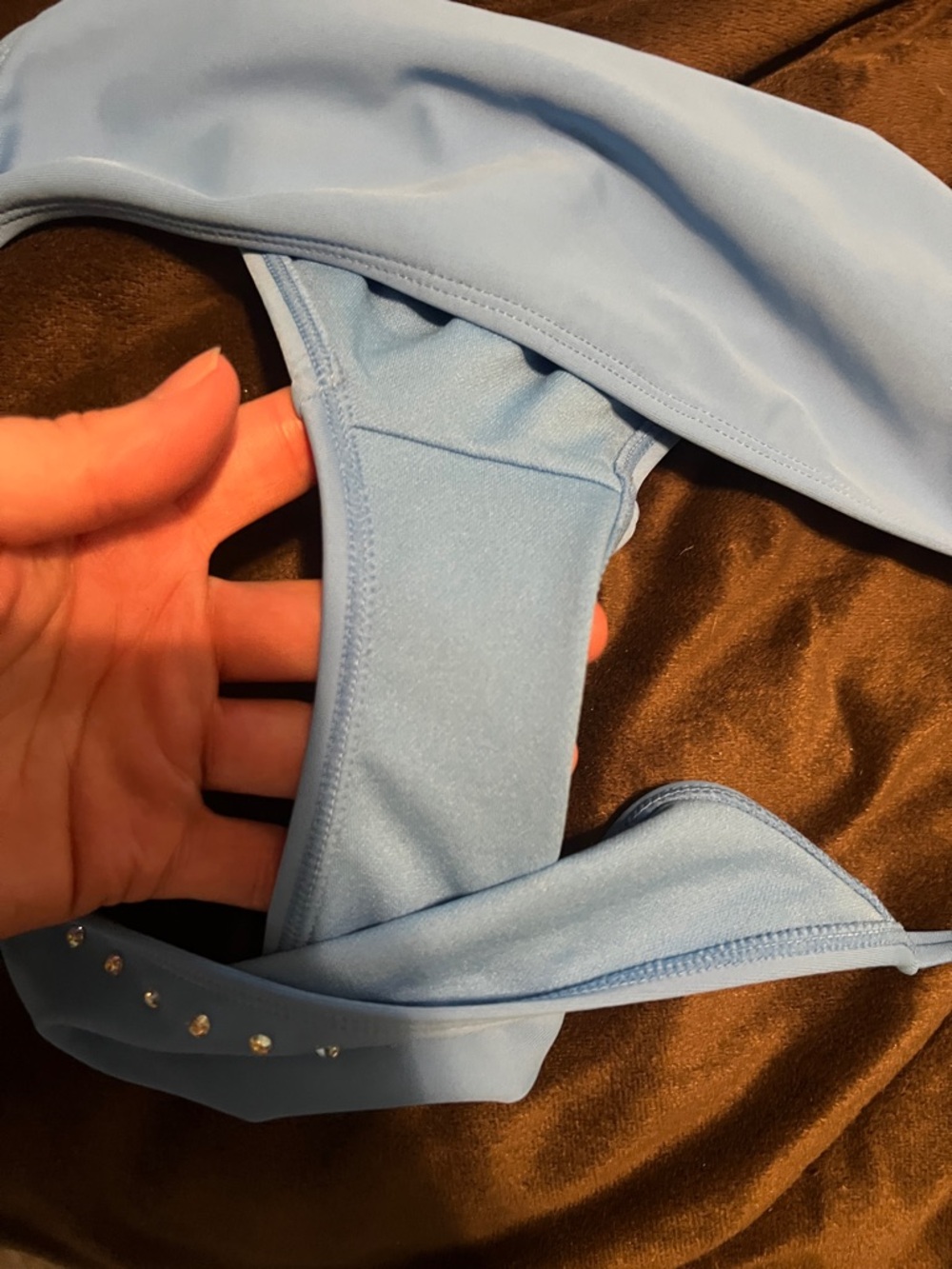 No Boundaries Light Blue Rhinestone-Trim Bikini Set - Picture 4 of 5